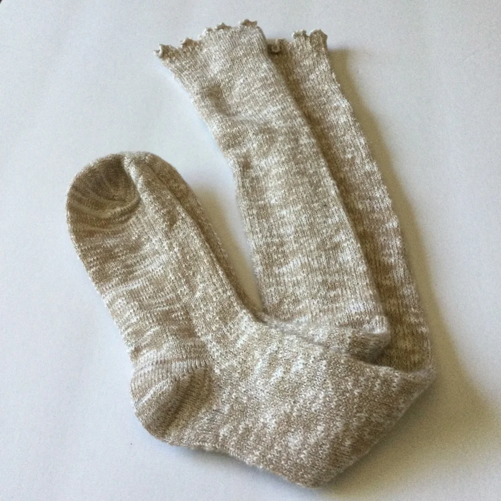 NORDSTROM KNEE HIGH SLOUCH SOCKS TAN DOESKIN MARL OS NWOT